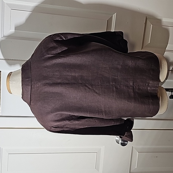 Franco Callegari 100% brown linen button-down blouse 3/4 sleeves size 42 (XL) - Picture 6 of 9